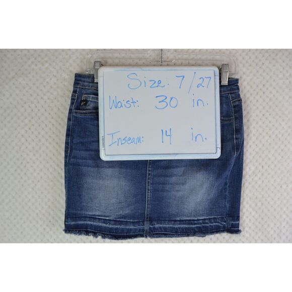 Kancan Women's 7/27 Medium Wash Released Hem Denim Mini Skirt - Picture 15 of 15